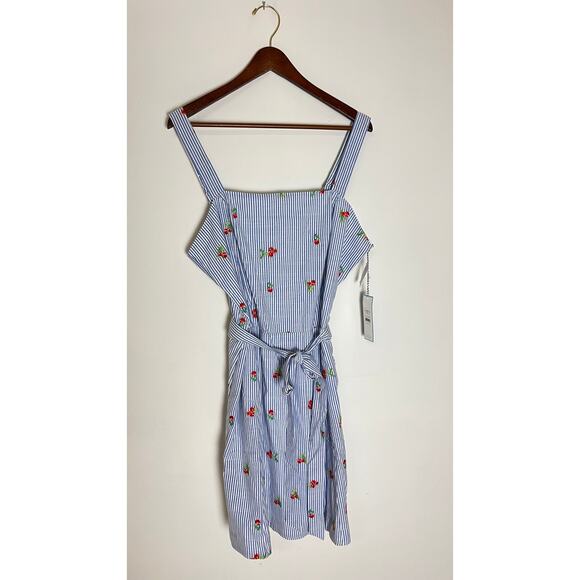 Blue and white Embroidered Cherry Dress Size X-Large - Picture 1 of 7